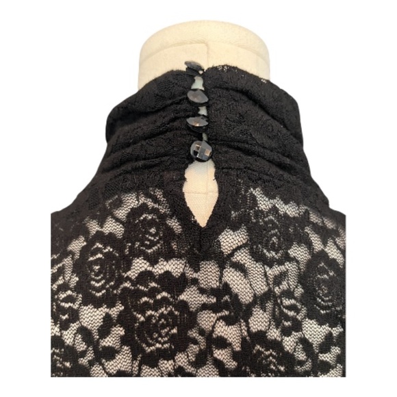 🆕 ✨ NWT Patty Boutik Black Lace High Neck Long Sleeve Blouse | Size XL - Picture 5 of 8